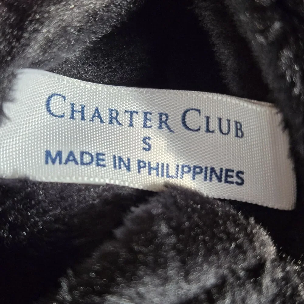 Women's Charter Club Leather Black Gloves Size S Fleece Lined Touch Screen Tech